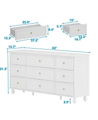 Homsee Modern 9-Drawer Wooden Chest of Drawers