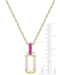Lab Grown Ruby (1/3 ct. t.w.) & Diamond (1/20 Oval 18" Pendant Necklace 14k Gold-Plated Sterling Silver (Also available Sapphire Eme