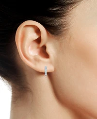 Lab Grown Ruby Five Stone Small Hoop Earrings (5/8 ct. t.w.) 10k Gold, 0.5" (Also available Citrine, Blue Topaz, Amethyst, Peridot, Sapphire, Em