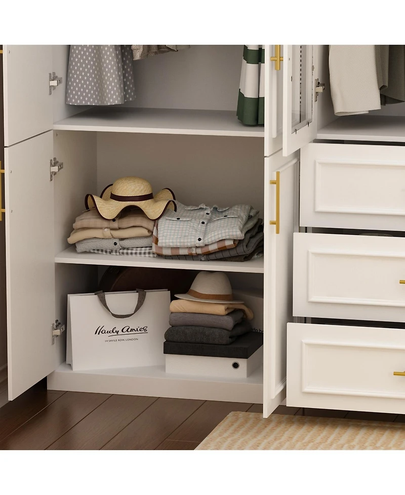 Famapy 8-Door Big Armoires with Hanging Rods, Drawers, Shelves