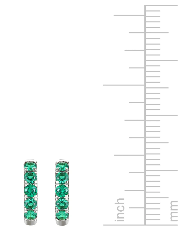 Lab Grown Ruby Five Stone Small Hoop Earrings (5/8 ct. t.w.) 10k Gold, 0.5" (Also available Citrine, Blue Topaz, Amethyst, Peridot, Sapphire, Em