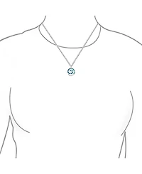 Bling Jewelry Round Blue Created Opal Inlay Spiral Maze Wind Pendant Necklace .925 Sterling Silver
