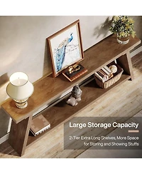 Tribesigns 70.9 Inches Extra Long Sofa Table Behind Couch, Industrial Entry Console Table with Storage for Entryway, Living Room, Rustic Brown