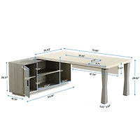 Tribesigns 71-Inch Executive Desk, L-Shaped Desk with Cabinet, Large Office Storage Shelves, Writing Table Business Furniture Set