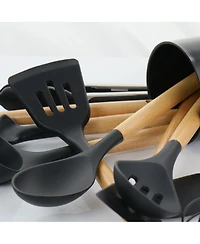 MegaChef Mint Green Silicone and Wood Cooking Utensils, Set of 12