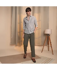 Men's Cloud Grey Mesh-Textured Shirt