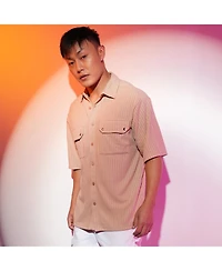 Men's Light Beige Textured Knit Shirt