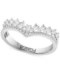 Effy Diamond Round & Baguette Chevron Ring (1/3 ct. t.w.) in 14K White Gold
