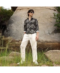 Campus Sutra Men's Charcoal Black Floral Block Shirt