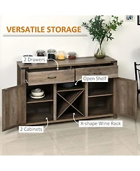 Homcom Retro Farmhouse Sideboard Storage Buffet Cabinet, Distressed