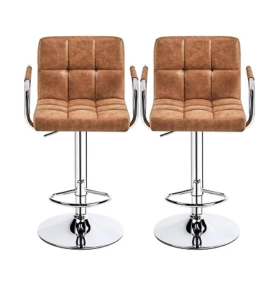 Yaheetech 2PCS Pu Leather Swivel Stools Adjustable Kitchen Chairs