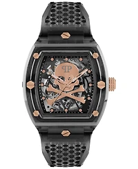 Philipp Plein Men's Automatic Skeleton Gray Tpu Strap Watch 44x56mm