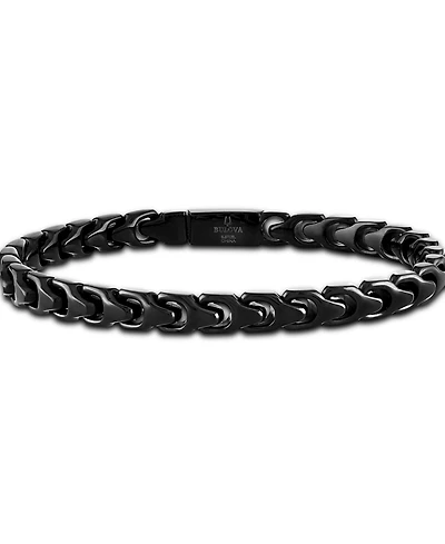 Bulova Black-Tone Stainless Steel Link Chain Bracelet