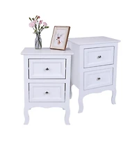 Slickblue 2pcs Country Style Two-Tier Night Tables Large Size