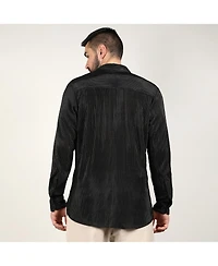 Men's Midnight Black Pleat-Creased Shirt