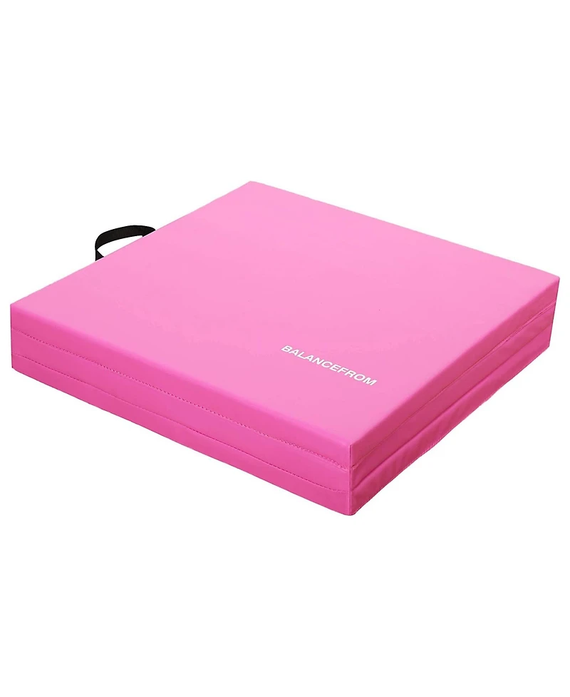 BalanceFrom Fitness GoGym 6'x2'x1.5" Folding 3 Panel Exercise Gym Mat, Pink