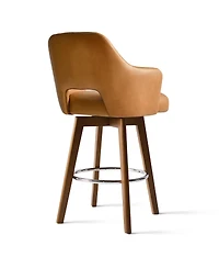 Maison Boucle 360° Swivel Armrest Faux Leather Counter Height Barstool Combine with Rubberwood Legs-Maison Boucle