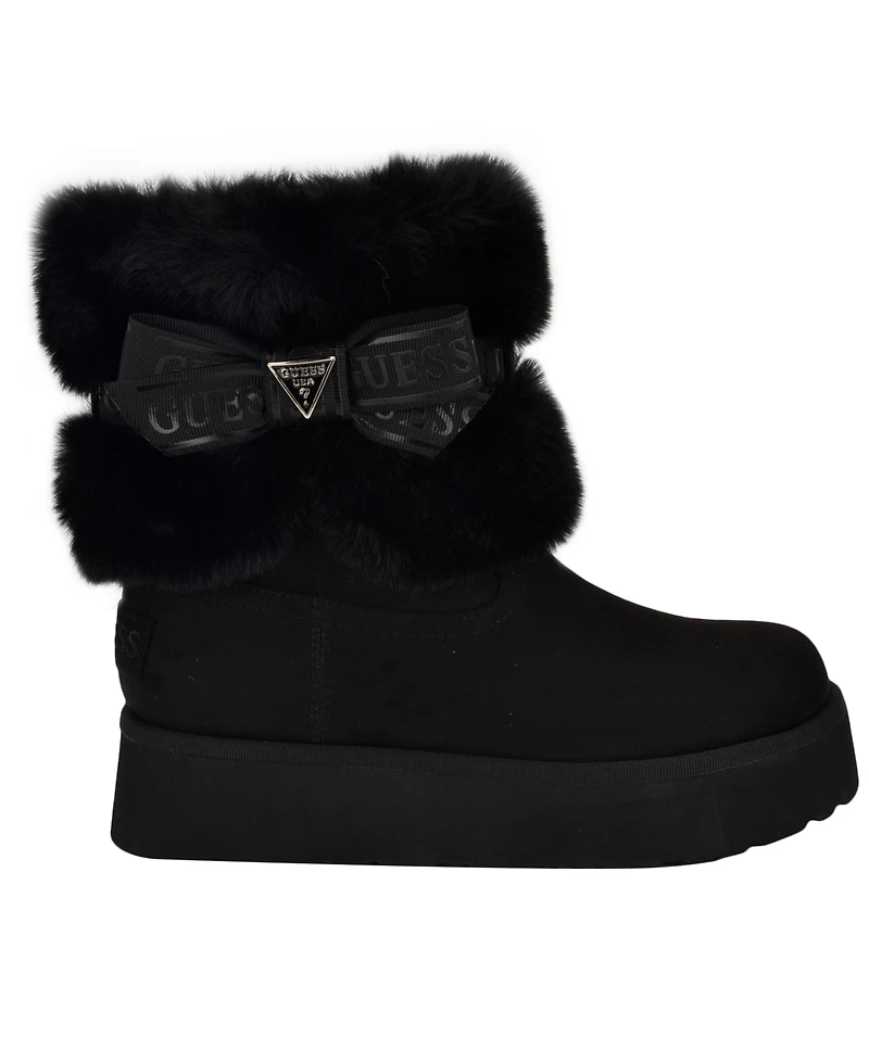 Guess Women's Denla Cold Weather Faux Fur Cozy Booties