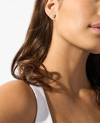 Michael Kors Sterling Silver Emerald Halo Stud Earrings