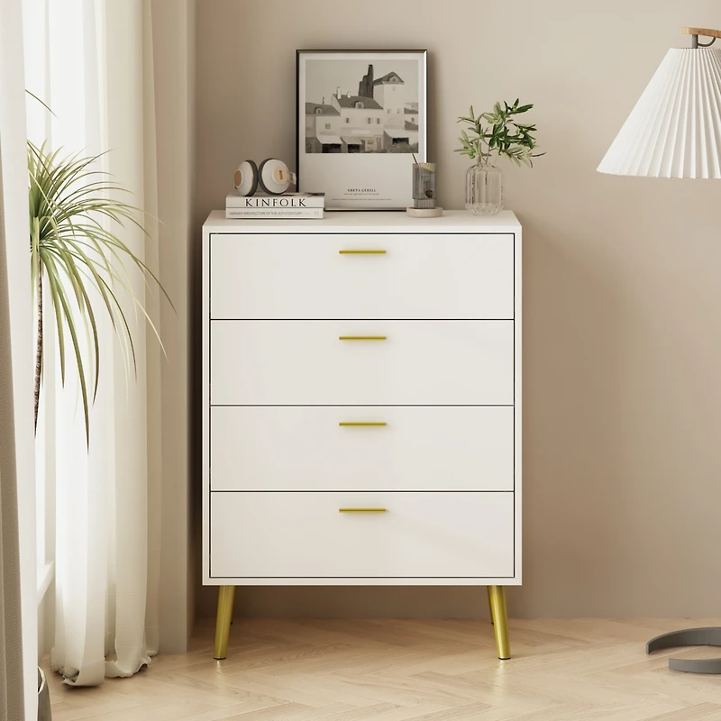 Homsee 4-Drawers Dark Brown Chest of Drawer Accent Storage Cabinet