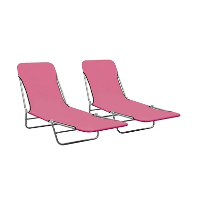 vidaXL Folding Sun Loungers 2 pcs Steel and Fabric Pink