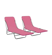 vidaXL Folding Sun Loungers 2 pcs Steel and Fabric Pink
