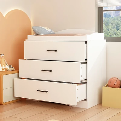 Homsee 3-Drawer White Wooden Storage Organizer Cabinet
