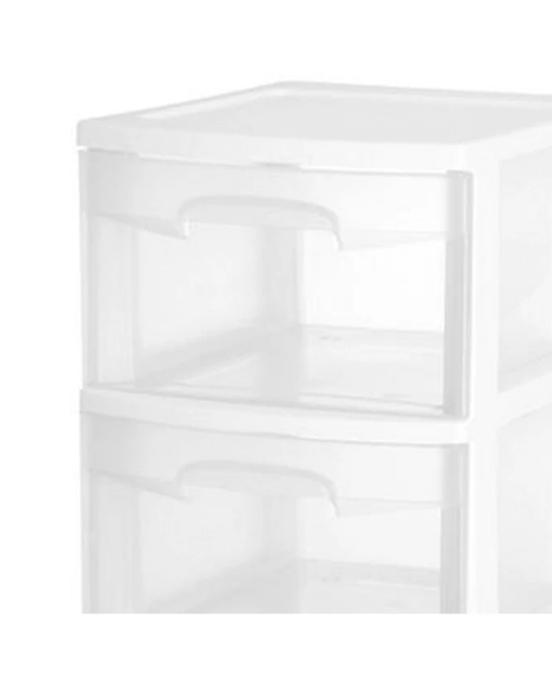 Sterilite 3 Drawer Storage Cart, Plastic Rolling Organizer with Wheels, 2 Pack
