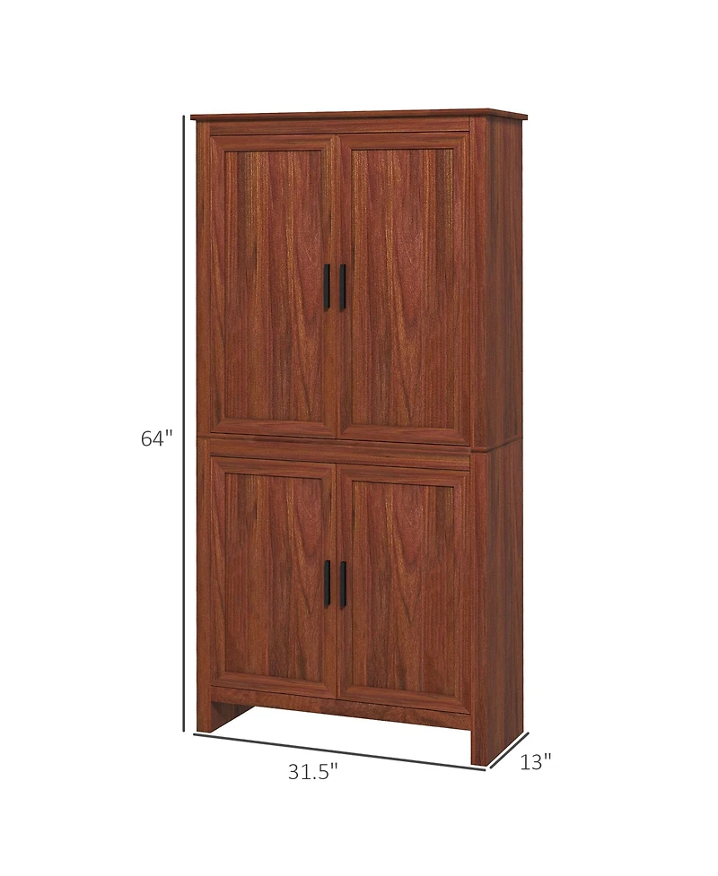 Homcom 64" Freesding Kitchen Pantry Food Storage Cabinet w/ Shelves,
