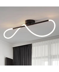 Jonathan Y Alessio Contemporary Minimalist 360 Adjustable Silicone Neon Rope Dimmable Linear Integrated Led Flush Mount