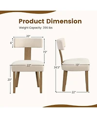 Set of 4 Armless Dining Chairs with Curved Backrests & Padded Seat Cushions