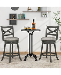 Swivel Bar Stools Set of 2 Counter Height Chairs with Hollow Back Soft-padded Seat