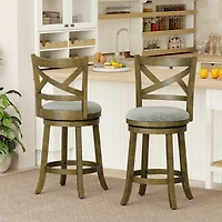 Swivel Bar Stools Set of 4 Counter Height Chairs with Hollow Back Soft-padded Seat