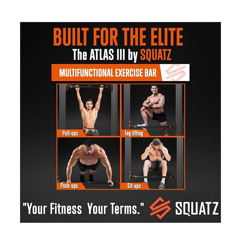 Squatz Doorway Pull Up and Chin Up Bar With Adjustable Width