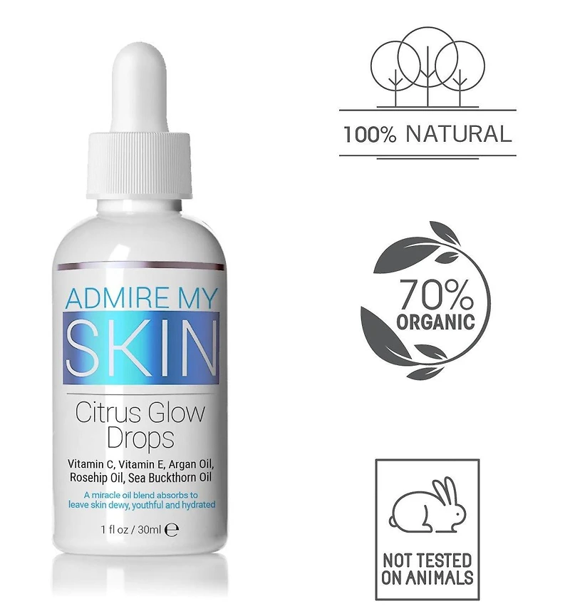 Admire My Skin Vitamin C Oil Citrus Glow Drops with Vitamin E Oil & Argan Oil
