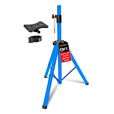 5 Core Speaker Stand Tripod Floor Short Adjustable Dj Studio Monitor Stands Pole Mount - 4FT - Blue