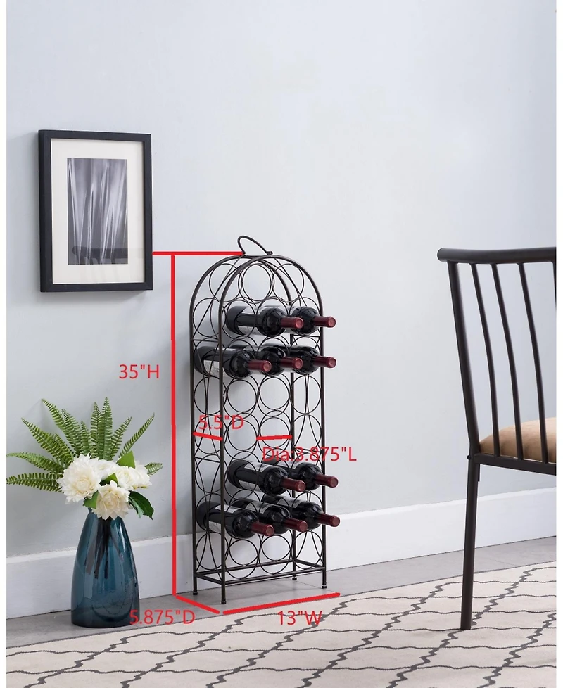Kings Brand Furniture - 23 Bottles Freestanding Floor Metal Wine Rack Stand - Liquor Bottle Holder Stand - Pewter