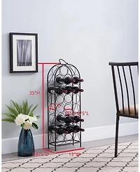Kings Brand Furniture - 23 Bottles Freestanding Floor Metal Wine Rack Stand - Liquor Bottle Holder Stand - Pewter