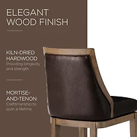 Maven Lane Vienna Counter Stool, Walnut Finish w/ Marksman Saddle Leather