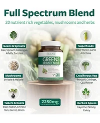 Greens Extract Blend Capsules, Antioxidant Supplement for Natural Metabolism Boost, Health's Harmony