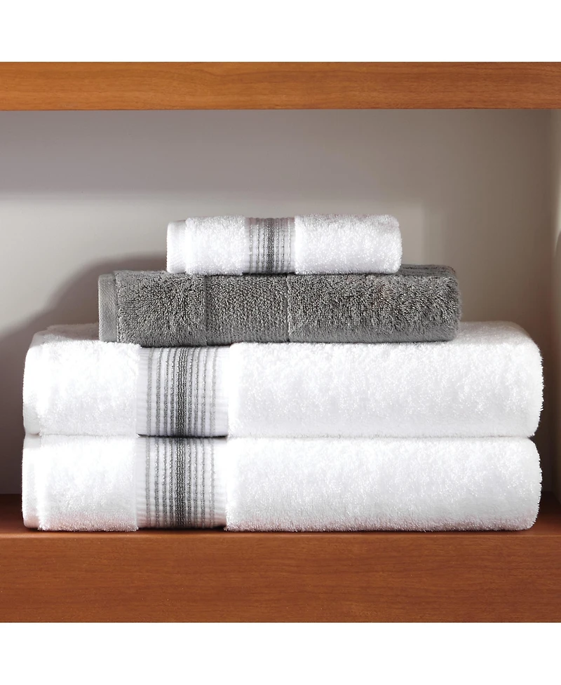 Aston and Arden Luxury White/Ombre Stripe 6-Piece Bath Towel Set, 600 Gsm, Soft 100% Turkish Cotton Bathroom Towels, Made Turkey, 2
