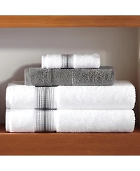 Aston and Arden Luxury White/Ombre Stripe 6-Piece Bath Towel Set, 600 Gsm, Soft 100% Turkish Cotton Bathroom Towels, Made Turkey, 2