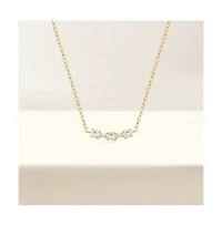 Hollywood Sensation 18K Gold Plated Sterling Silver Necklace with Three Round Cut Cubic Zirconia Stones