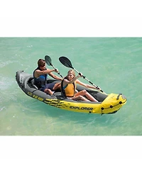 Intex 68307EP Explorer K2 2 Person Inflatable Kayak Set and Air Pump, Yellow