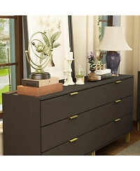 Homsee 3-Drawers Black Wood Chest of Drawers Dresser