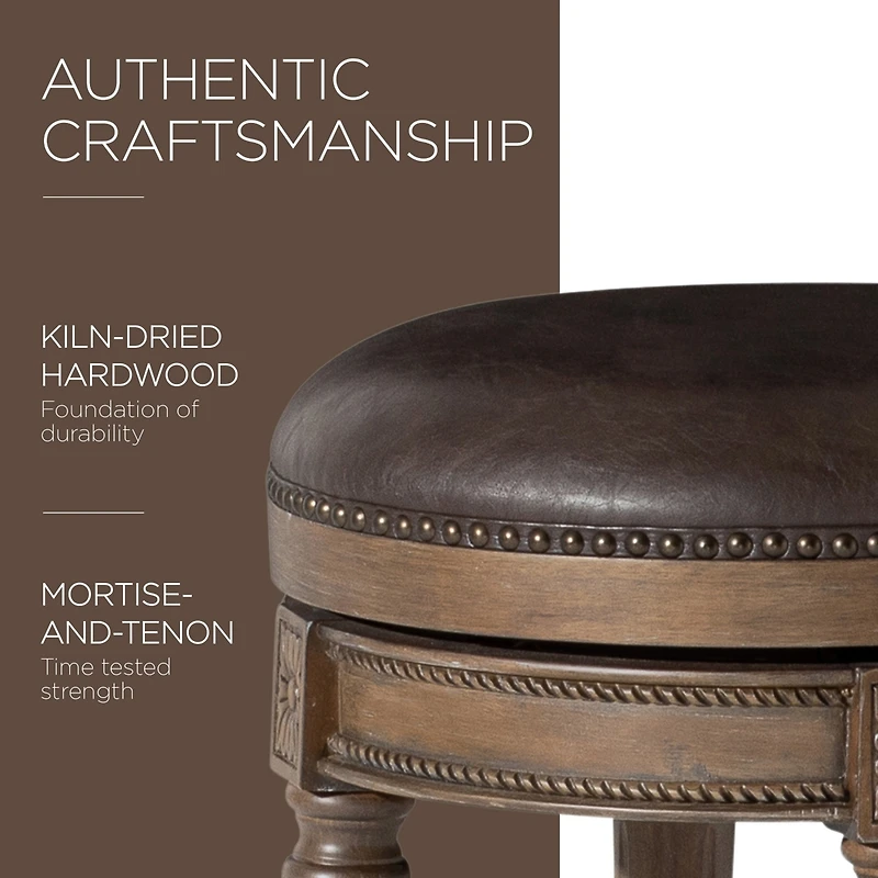 Maven Lane Pullman Backless Counter Stool in Walnut Finish w/ Marksman Saddle Leather