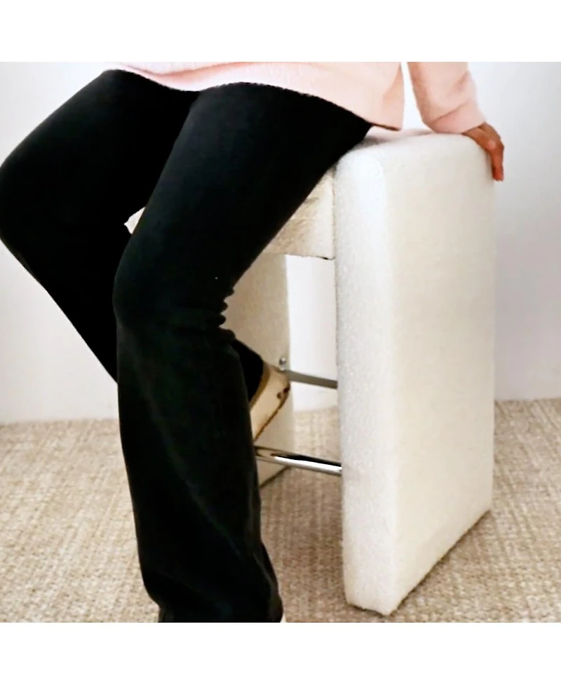 26.5" Boucle Counter Stool Set Of 2,Backless Boucle Counter Stool-Maison Boucle