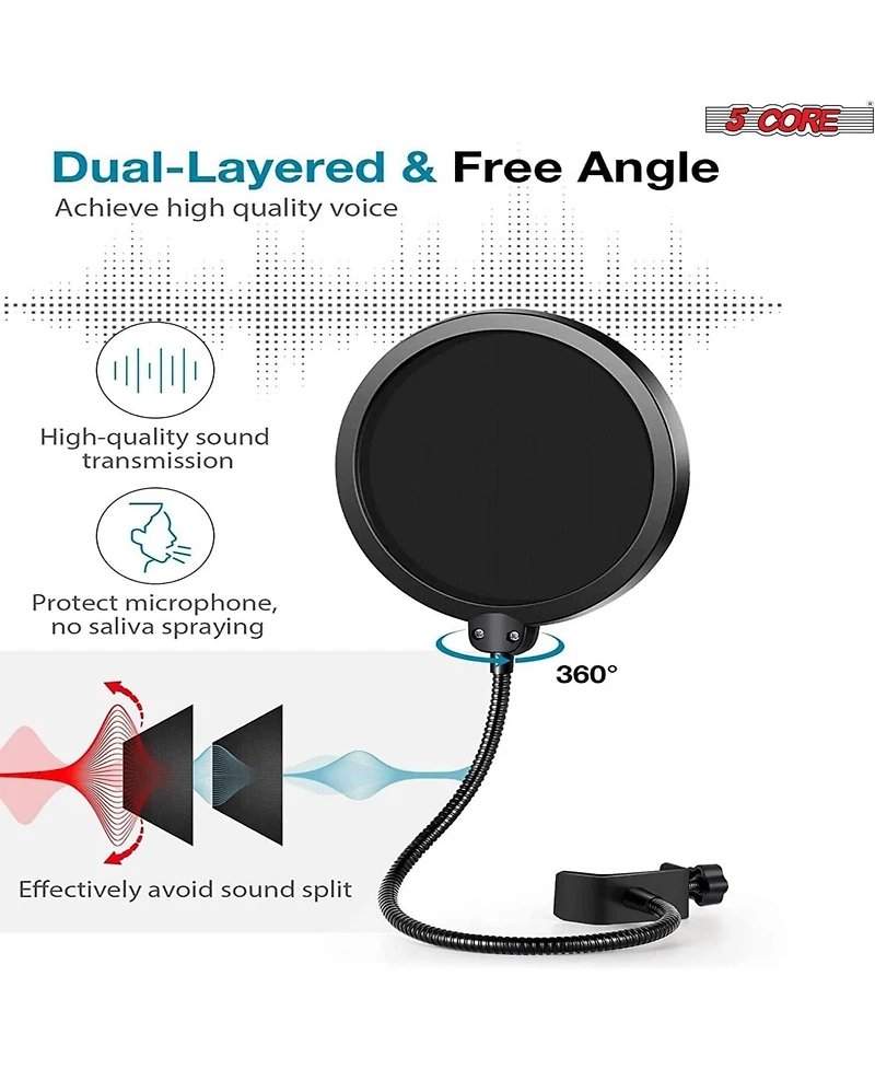 5Core Recording Microphone Podcast Bundle Professional Condenser Cardioid Mic Kit w Boom Arm - Rm 7 Bg