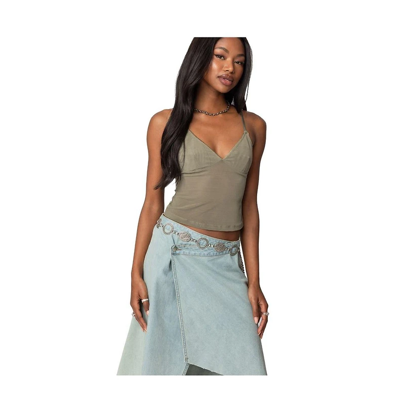 Edikted Womens Blake Mesh Tank Top