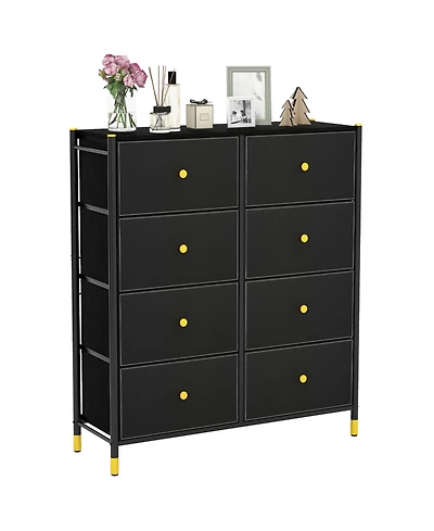 8-Drawer Fabric Dresser Tower Wide Chest of Drawers Storage Organizer Bedroom
